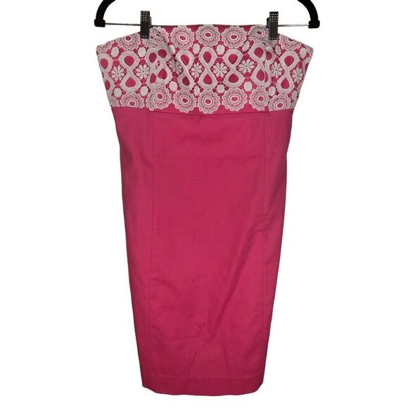 Lilly Pulitzer Dresses & Skirts - Lilly Pulitzer Women's Pink and White Bowen Bodice Lace Strapless Dress